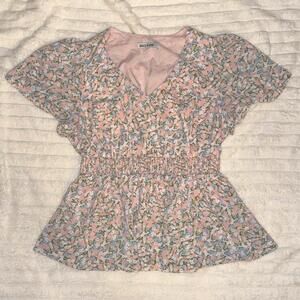 Women's Ditsy Floral Peplum Shirt Grace Karin‎ Boho Chic Cottagecore Whimsical L